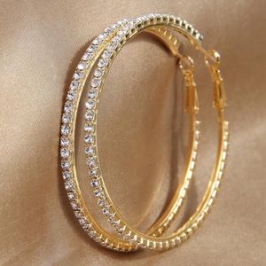 Gold Rhinestone Hoop Earrings